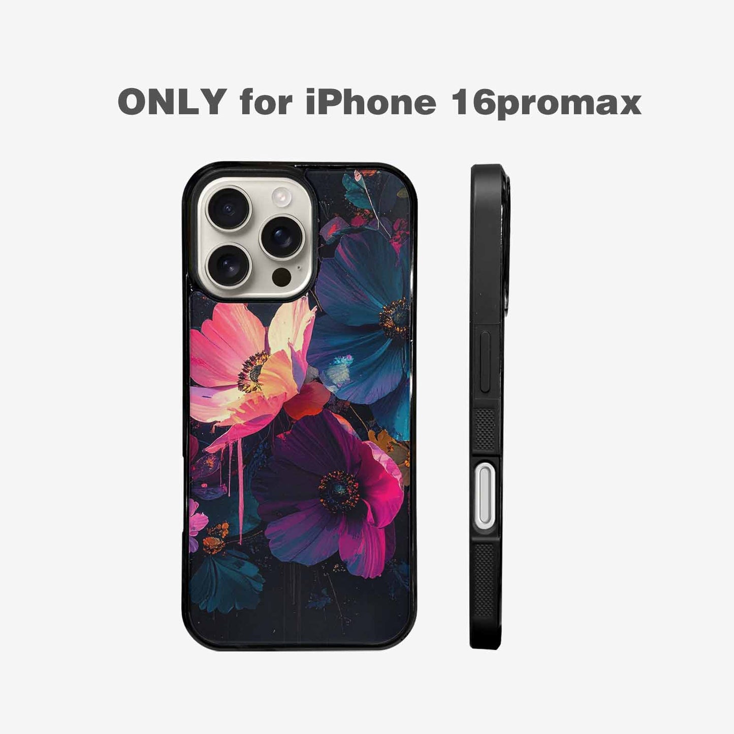 iPhone 16 Pro Max Case — Shadowy Glitch Floral Pattern Hundreds Of, Custom Made Phone Cover