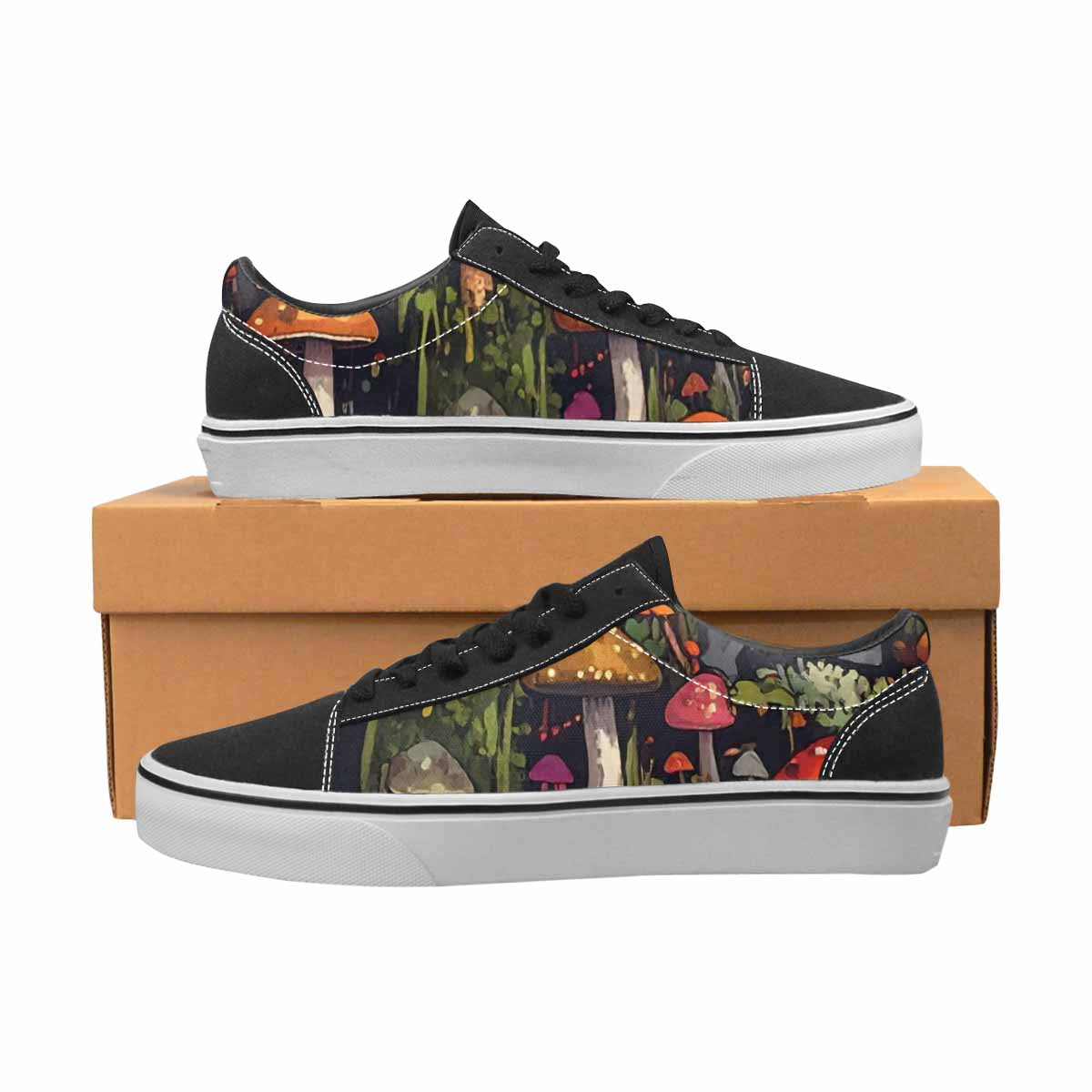 WOMEN'S Mushrooms  Camo Mushrooms Lace-Up Canvas Kaleidoscope Custom Sneakers