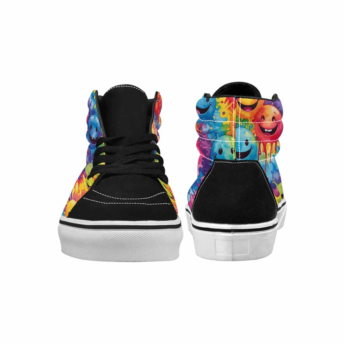 MEN'S Smiley Facessmiley Faces  High Top Canvas Grunge Custom Shoes