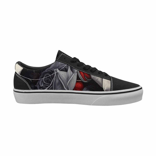WOMEN'S Black Gothic Rose Canvas Lace-Up Grunge Custom Sneakers