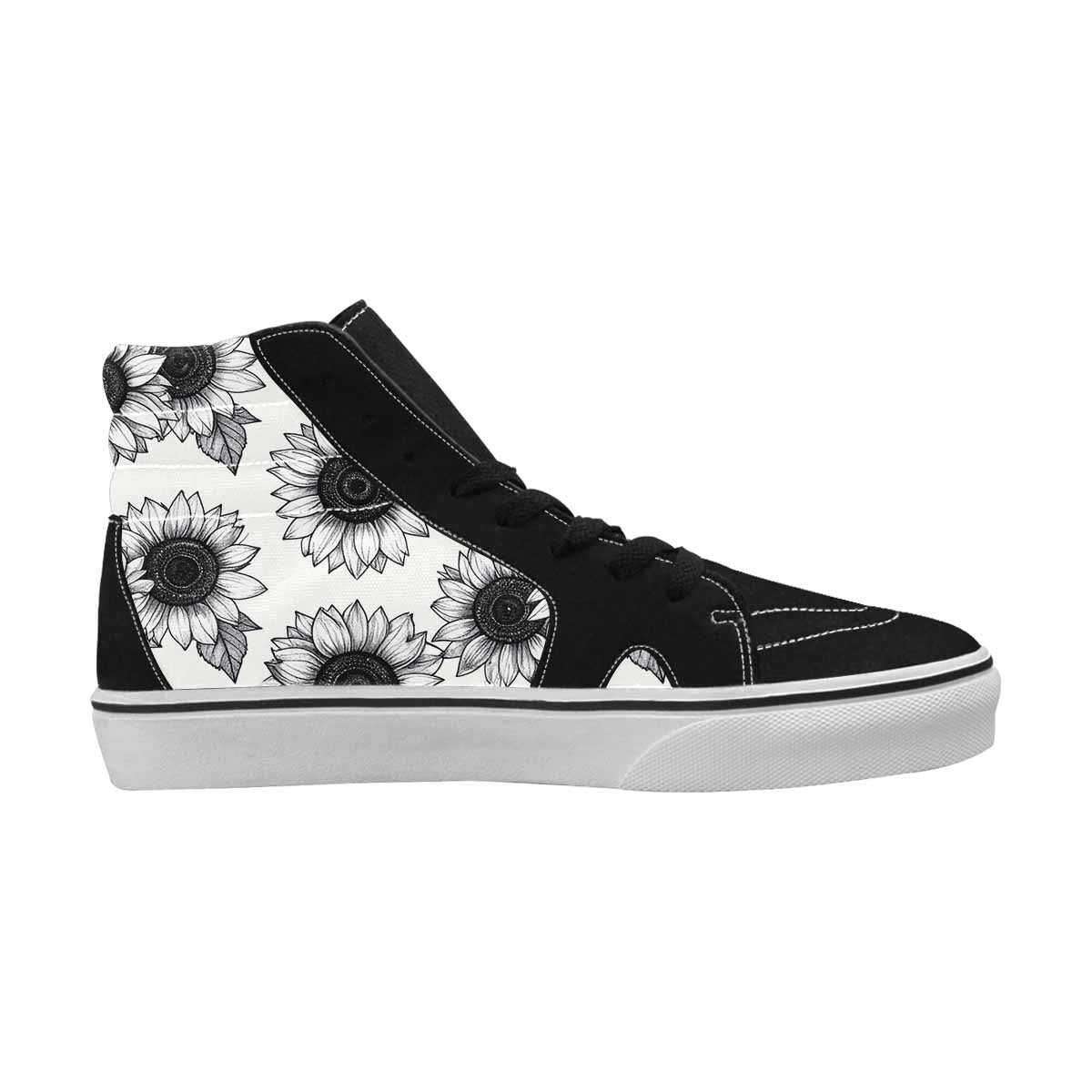 MEN'S Minimalist Line Art Sunflower High Top Canvas Dreamcore Custom Shoes