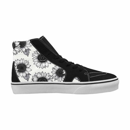 MEN'S Minimalist Line Art Sunflower High Top Canvas Dreamcore Custom Shoes
