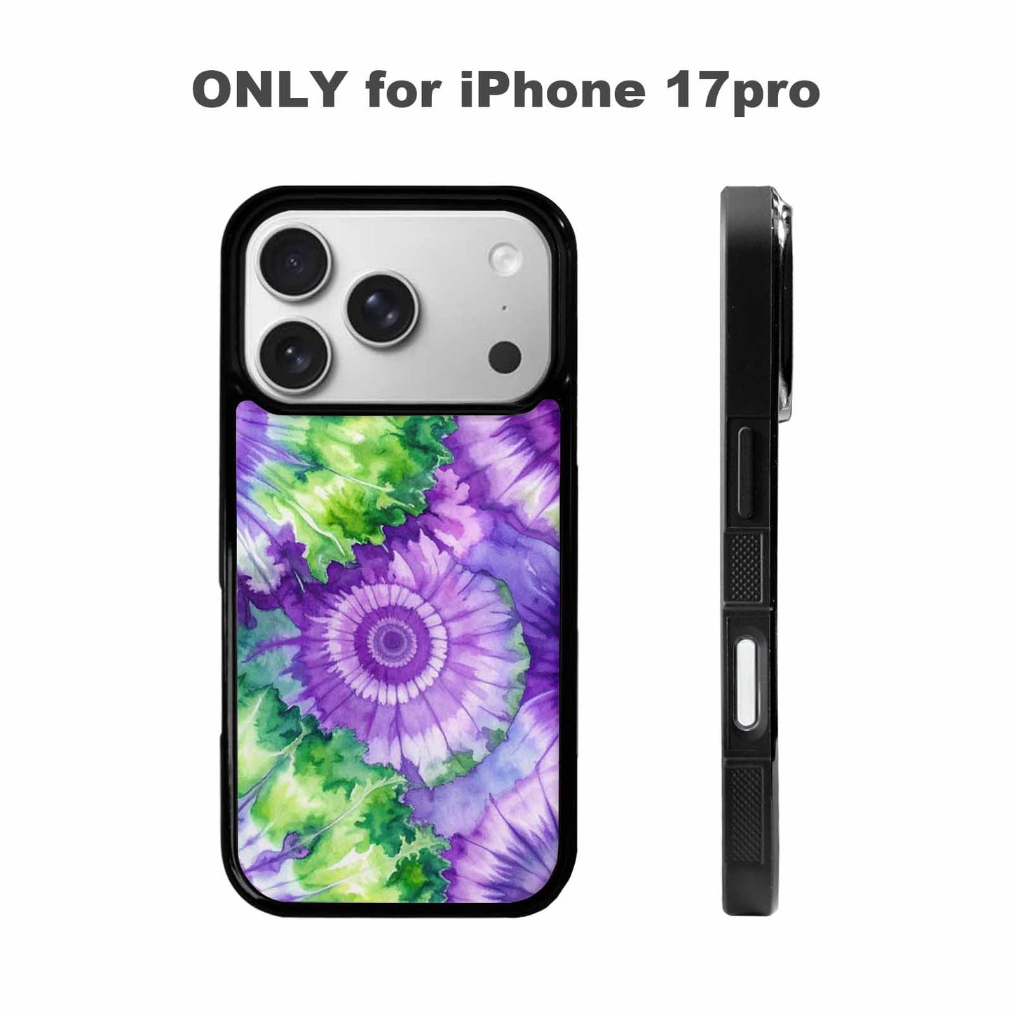 iPhone 17 Pro Case — Tie Dye Purple Green Blended Tie, Personalized Phone Case