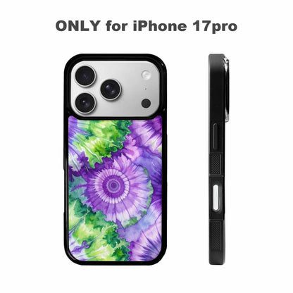 iPhone 17 Pro Case — Tie Dye Purple Green Blended Tie, Personalized Phone Case
