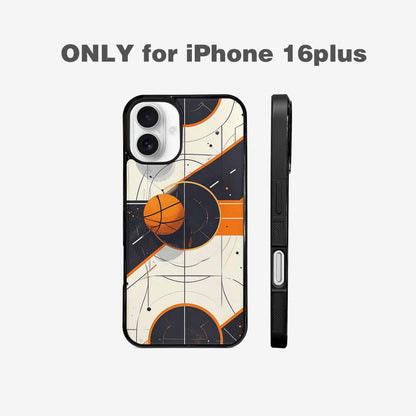 iPhone 16 Plus Case — Basketball Pattern Court Lines And Balls, Custom Print Case Cover