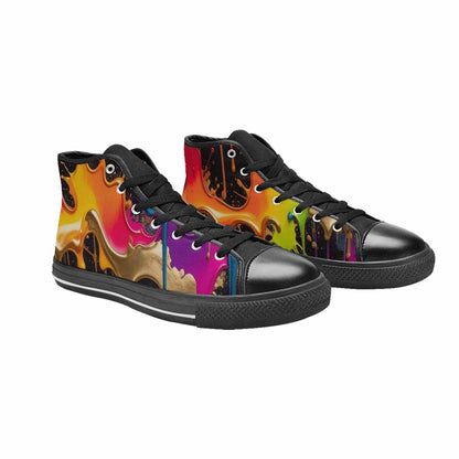 MEN'S Paint Splatter High Top Canvas Vibrant Chaos Custom Sneakers