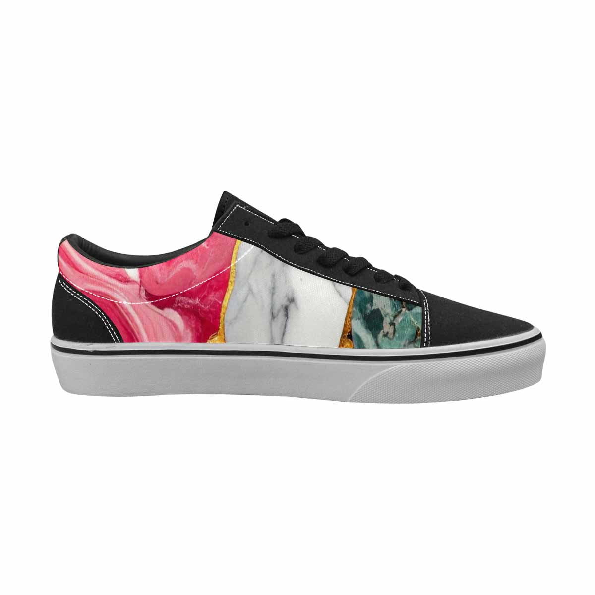 WOMEN'S Marble Stone Texture Canvas Lace-Up Vivid Custom Shoes