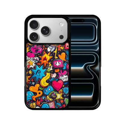 iPhone 17 Pro Case — Bold Sticker Collage Icon Pattern Original, Personalized Phone Case