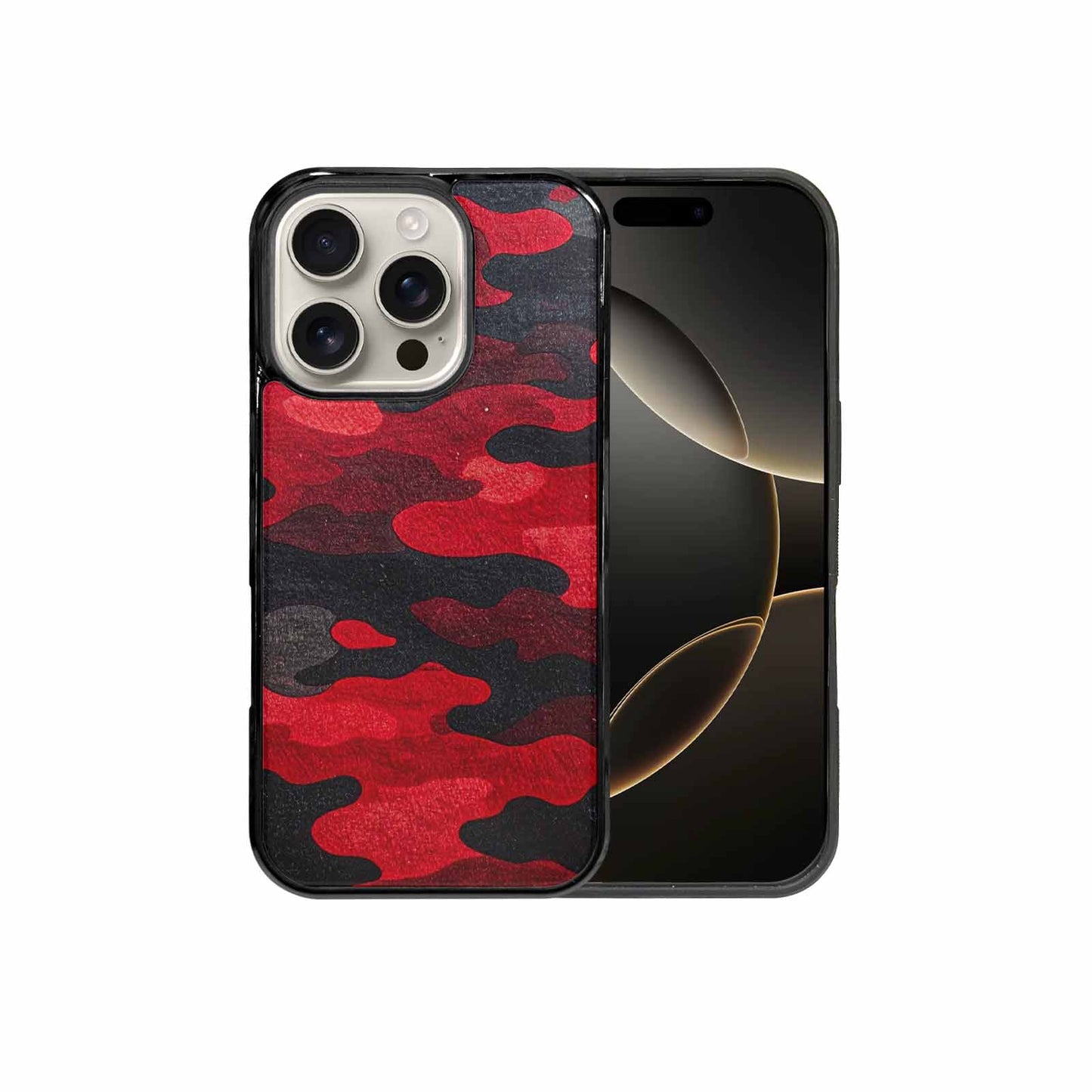 iPhone 16 Pro Case — Tactical Camo Red Black Custom, Custom Printed Phone Case
