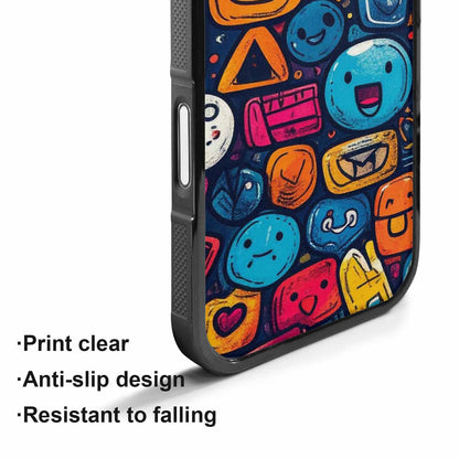 iPhone 17 Case — Hand Drawn Icon Doodle Original Art, Customized Protective Case
