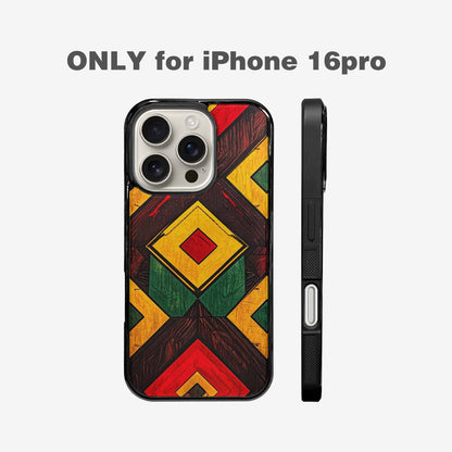 iPhone 16 Pro Case — African Kente Cloth Inspired Pattern Geometric, Custom Printed Phone Case