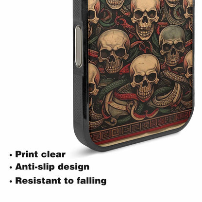 iPhone 16 Pro Max Case — Traditional Tattoo Style Skulls Entwined With, Personalized Phone Case