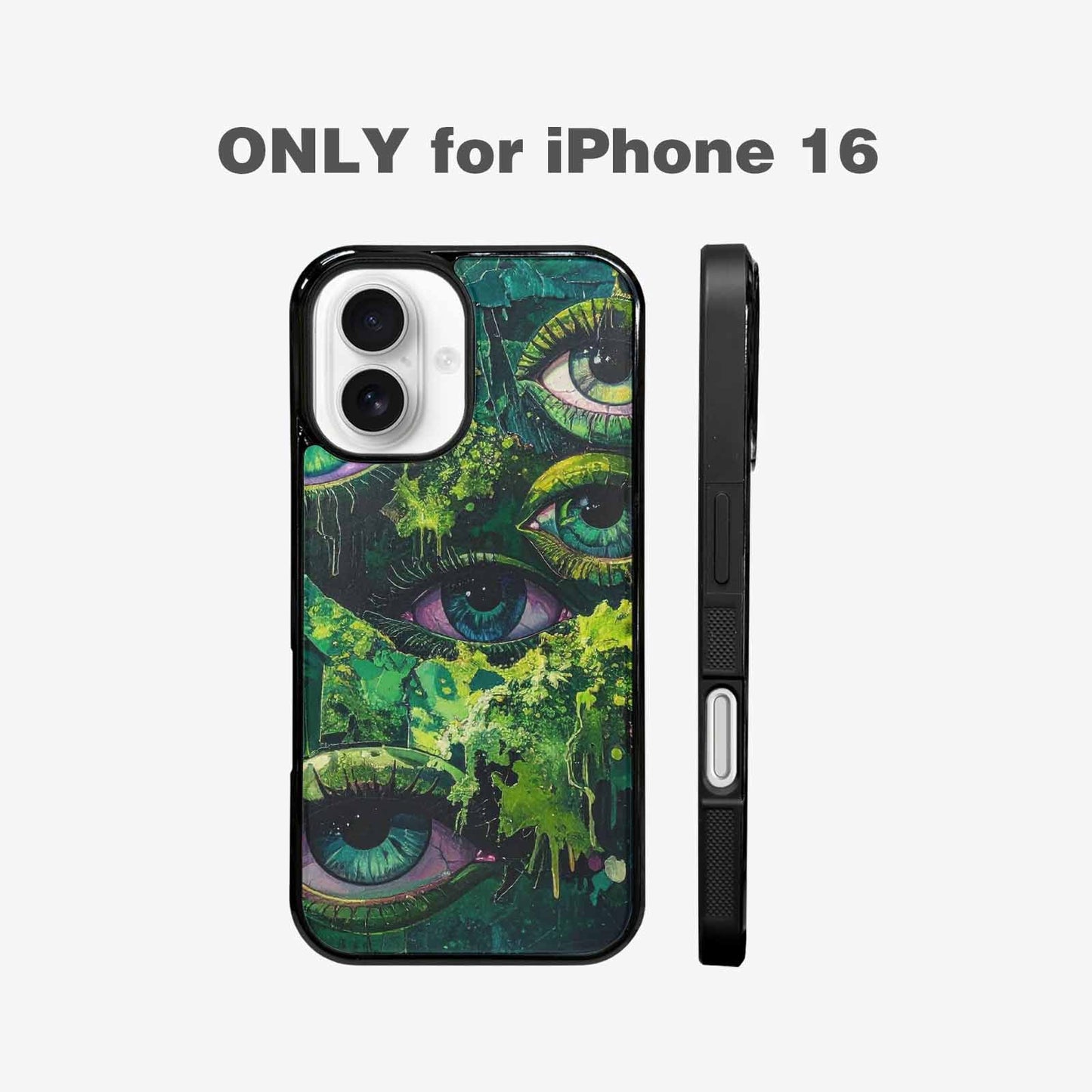 iPhone 16 Case — Reptile Eye Cartoon, Custom Printed Phone Case