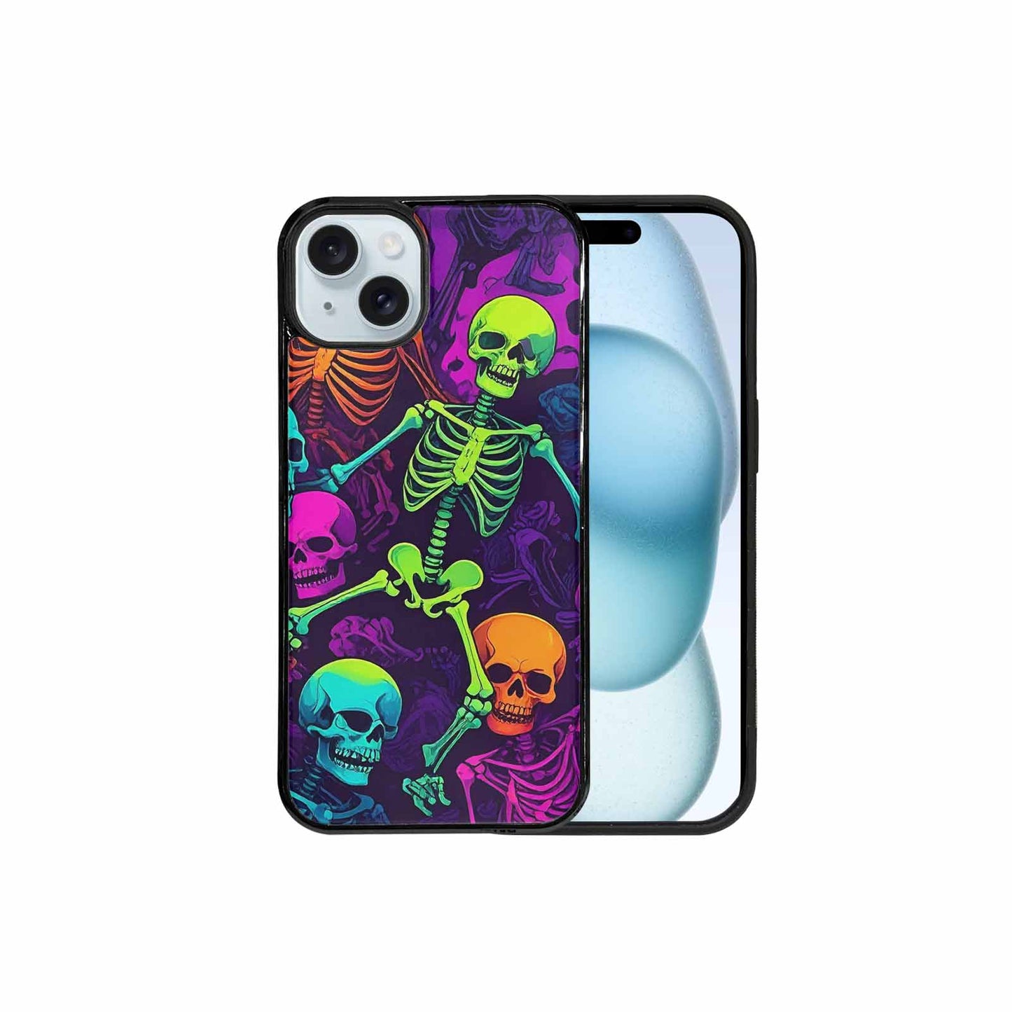 iPhone 15 Plus Case — Glowing Skeleton Pattern Hundreds Of Small, Custom Printed Phone Case