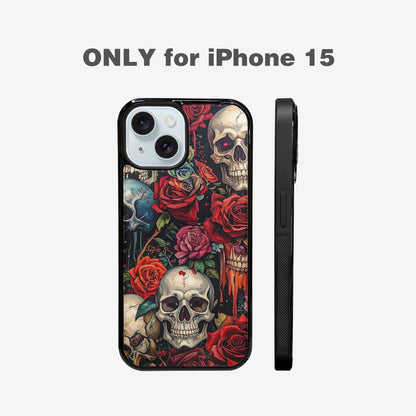 iPhone 15 Case — Skulls And Rosesmelting Skulls A, Unique Phone Case Design