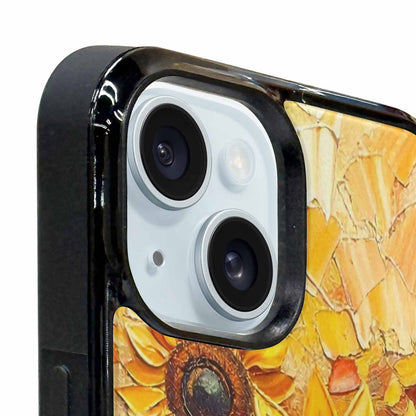iPhone 15 Plus Case — Impressionist Sunflower Brushstroke Pattern Hundreds Of, Custom Print Case Cover