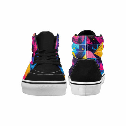 MEN'S Memphis Squiggles Triangles Dots High Top Canvas Grunge Custom Shoes