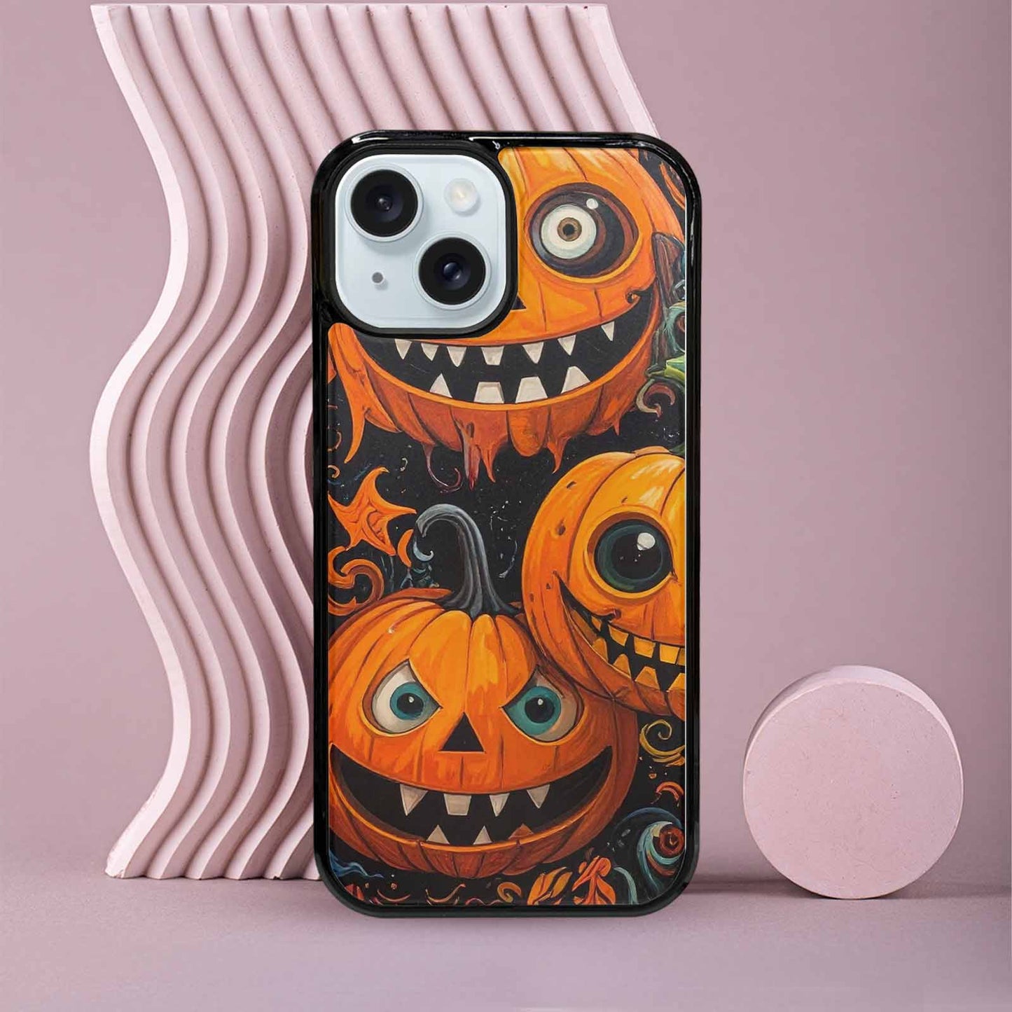iPhone 15 Case — Cartoon Pumpkin Monster, Custom Print Case Cover