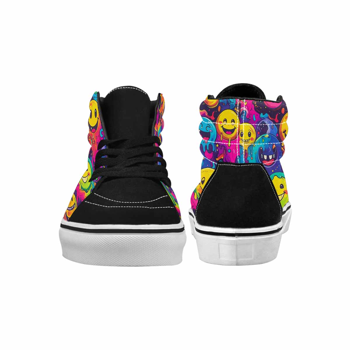 MEN'S Yellow Smiley Face High Top Canvas Surreal Custom Shoes