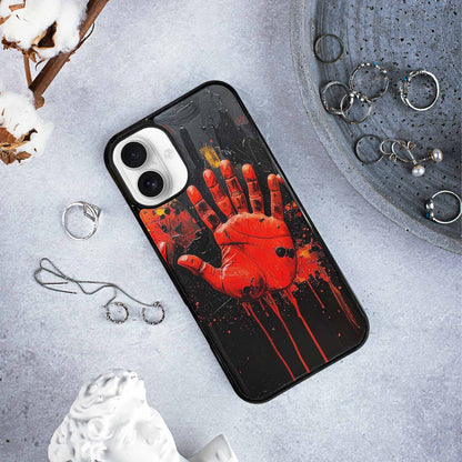 iPhone 16 Plus Case — Halloween Splatter Handprint Custom Personalized Phone, Custom Printed Phone Case