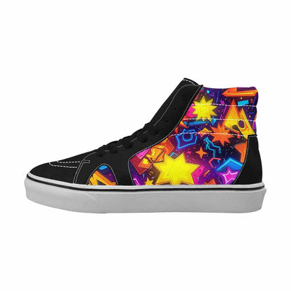 MEN'S 80s Retro Motif High Top Canvas Vibrant Chaos Custom Sneakers