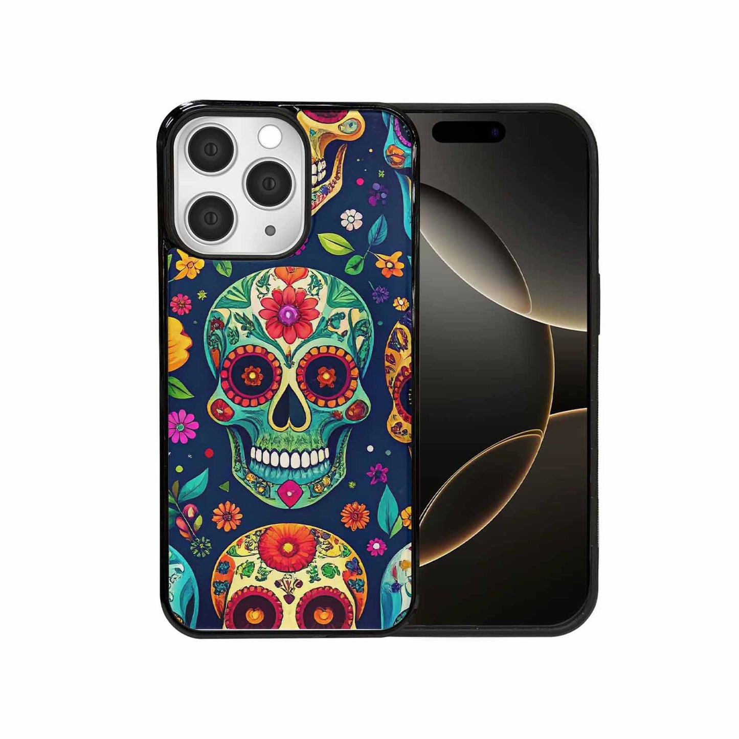 iPhone 15 Pro Max Case — Rainbow Sugar Skull Weave, Custom Designed Case Cover