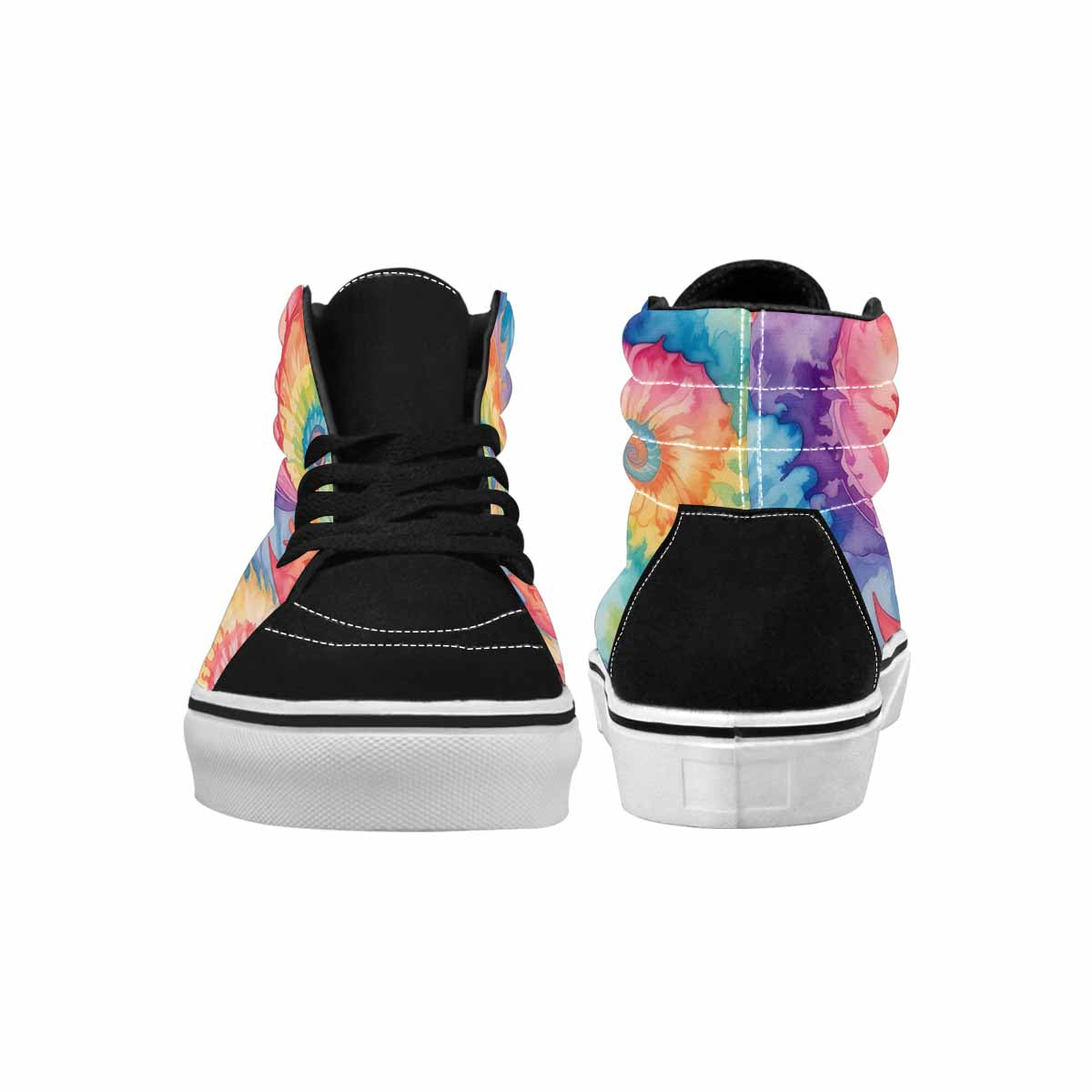 MEN'S Tie Dye Swirls Tie High Top Canvas Vibrant Chaos Custom Sneakers