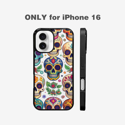 iPhone 16 Case — Vibrant Skull Seamless, Custom Phone Case
