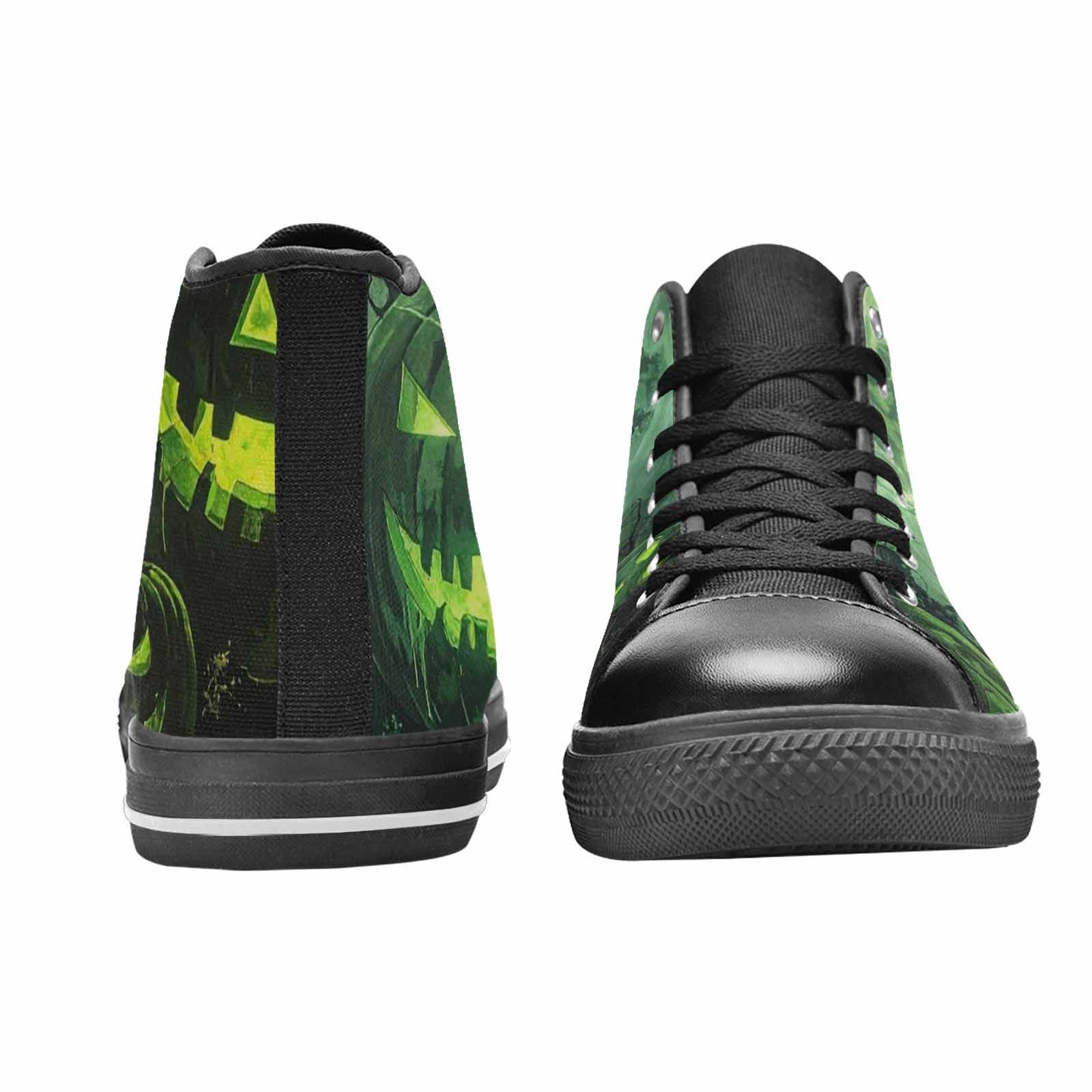 WOMEN'S Halloween Glowing Jackolantern High Top Canvas Wallpaper Art Custom Sneakers