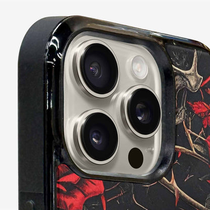 iPhone 16 Pro Max Case — Gothic Skulls Roses, Unique Phone Case Design