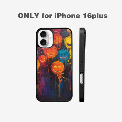 iPhone 16 Plus Case — Smiley Faces Glow Smiley Faces Pattern, Personalized Phone Case