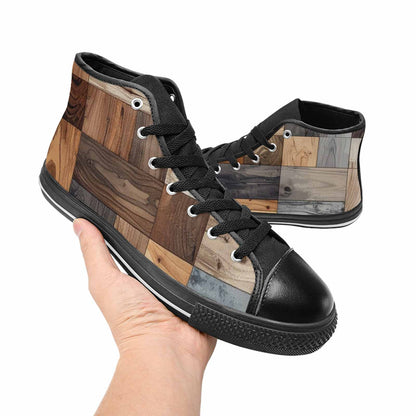 MEN'S Wood Grain Texture High Top Canvas Grunge Shoes