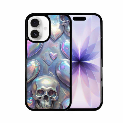 iPhone 17 Case — Iridescent Hearts Skull Gothic Skulls, Customized Protective Case