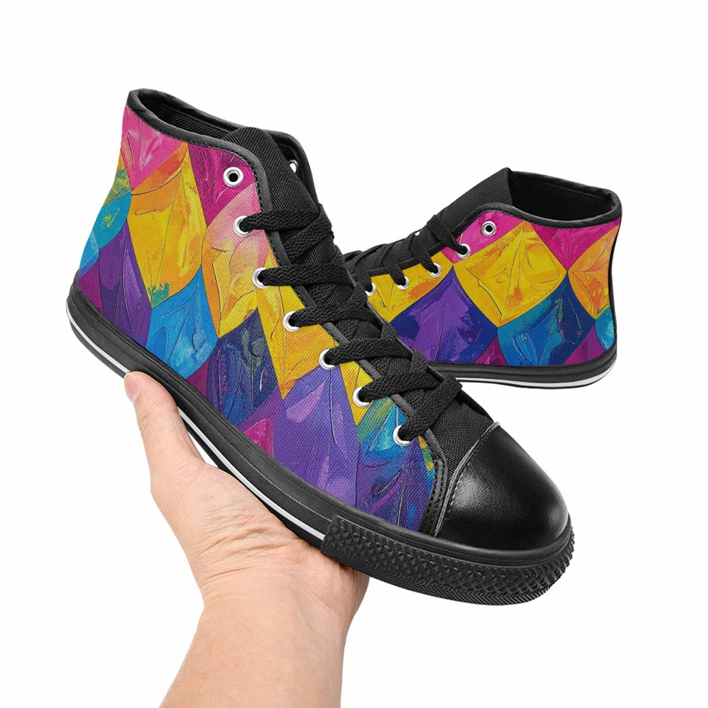 MEN'S Pansexual Flag Color High Top Canvas Surreal Custom Shoes