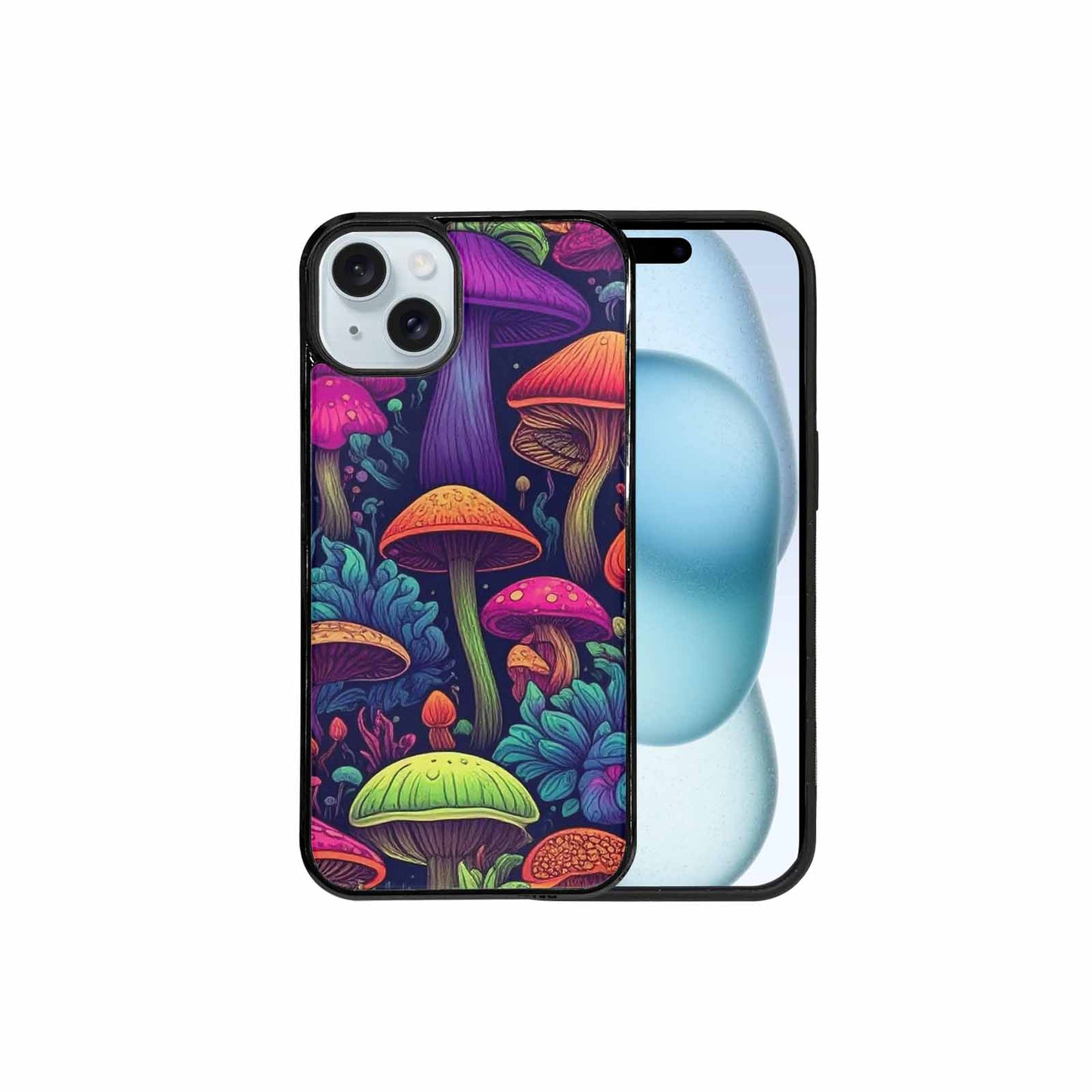 iPhone 15 Plus Case — Mushroom Psychedelic Art Seamless Pattern Vibrant, Original Design Phone Case