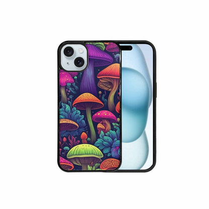 iPhone 15 Plus Case — Mushroom Psychedelic Art Seamless Pattern Vibrant, Original Design Phone Case