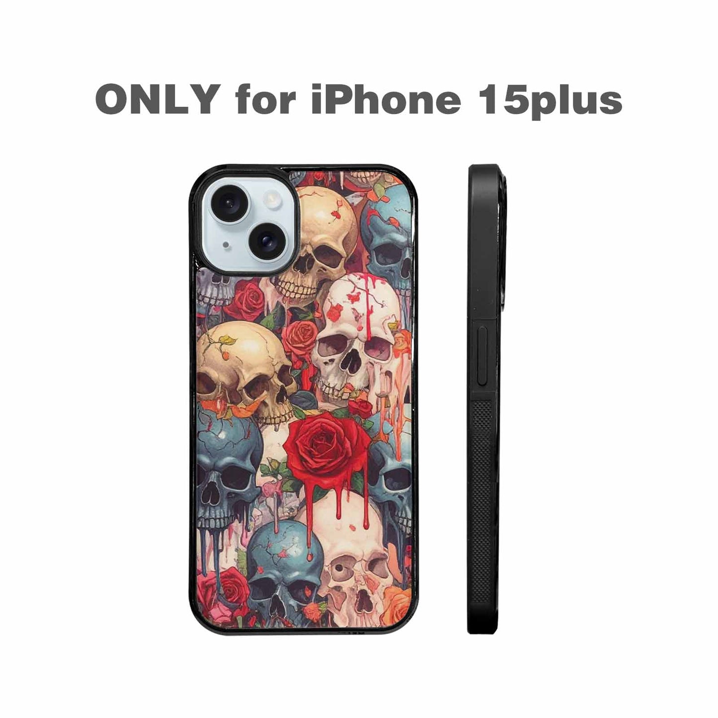 iPhone 15 Plus Case — Skulls And Roses Skulls And Roses, Custom Print Case Cover