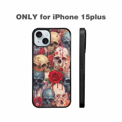 iPhone 15 Plus Case — Skulls And Roses Skulls And Roses, Custom Print Case Cover