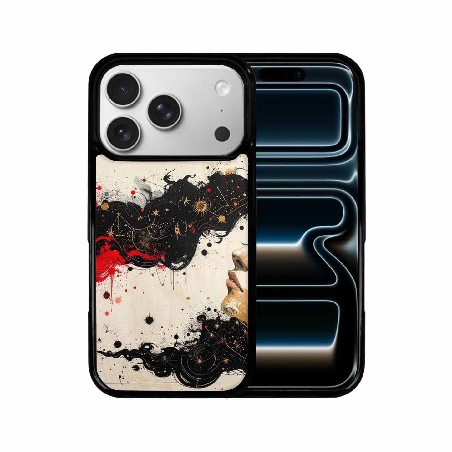 iPhone 17 Pro Case — Black Red Ink Zodiac Constellation Original, Unique Phone Case Design