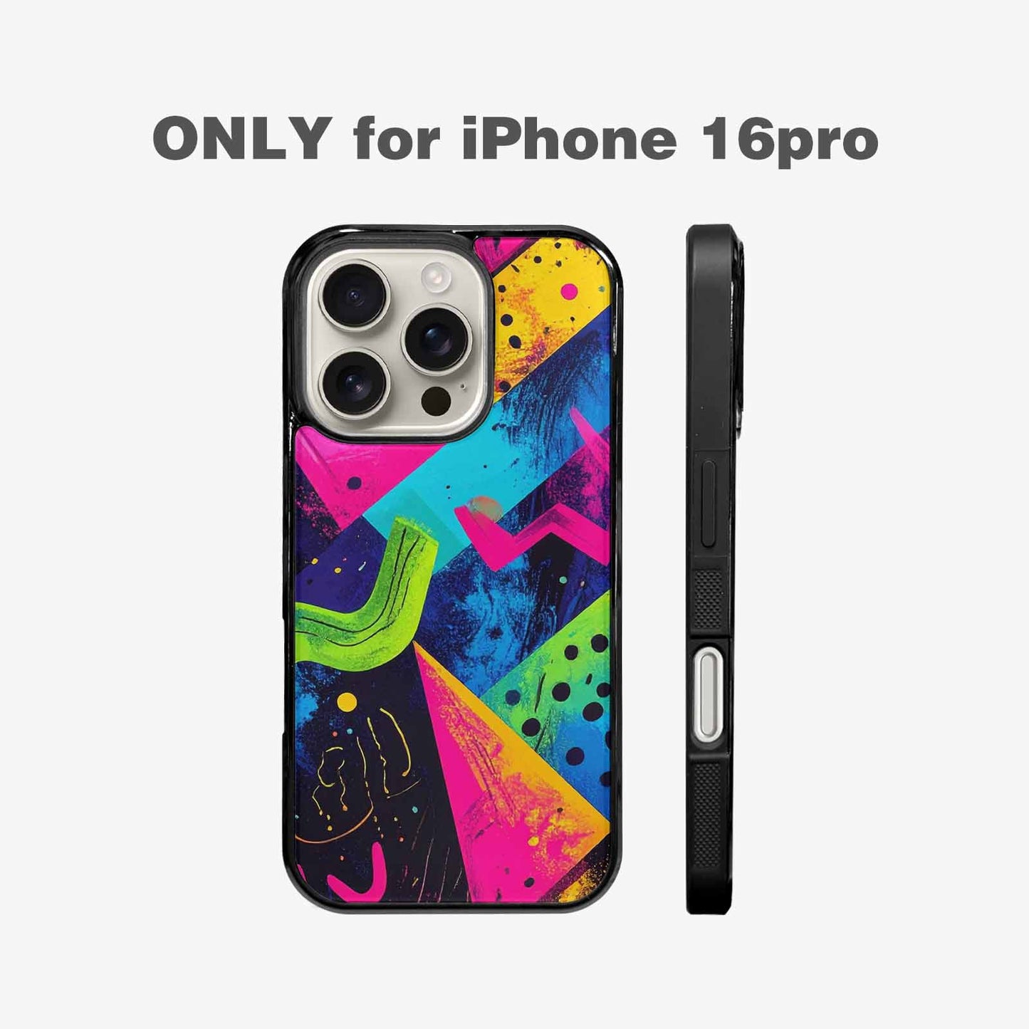 iPhone 16 Pro Case — Memphis Squiggles Triangles Dots Personalized Phone, Unique Phone Case Design