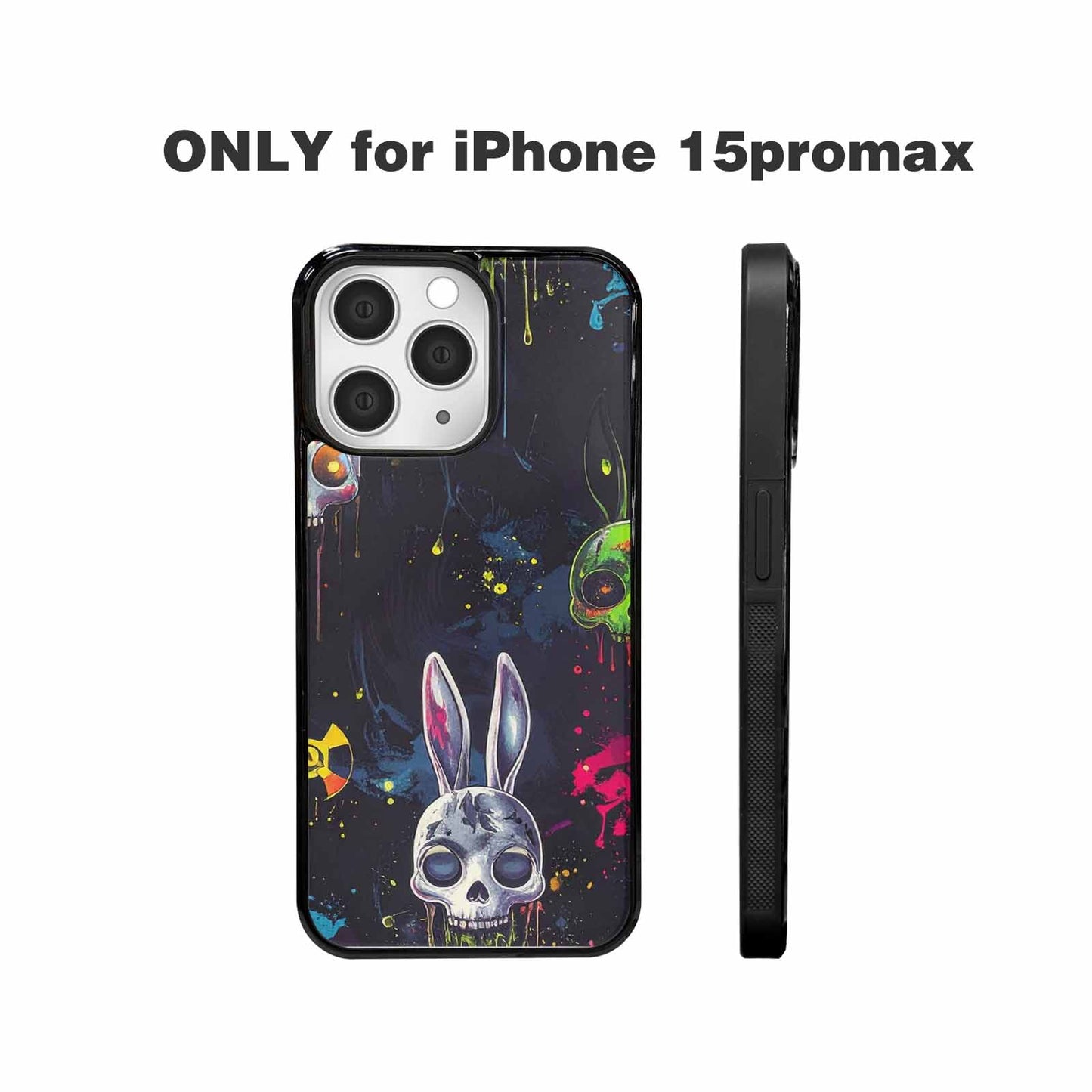 iPhone 15 Pro Max Case — Radioactive Ghost Bunny Skull Sm Onf, Unique Phone Case Design
