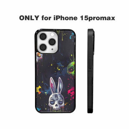 iPhone 15 Pro Max Case — Radioactive Ghost Bunny Skull Sm Onf, Unique Phone Case Design