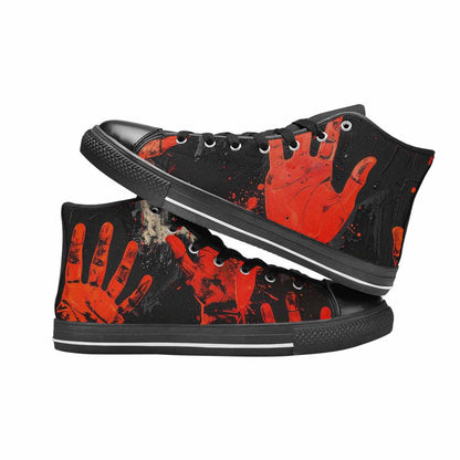 MEN'S Halloween Splatter Handprint High Top Canvas Vibrant Chaos Custom Sneakers