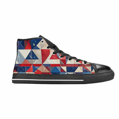 MEN'S American Flag Stars High Top Canvas Wallpaper Art Custom Sneakers