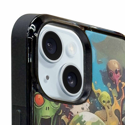 iPhone 15 Plus Case — Aliens Camomelting Aliens Patt, Custom Printed Phone Case