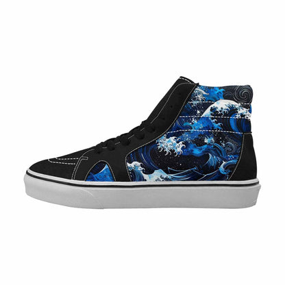 MEN'S Nautical Wave High Top Canvas Y2K Custom Shoes