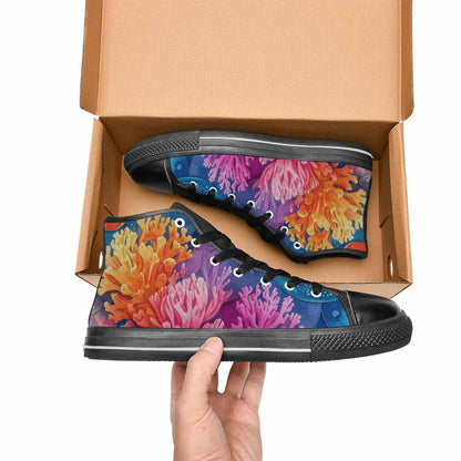 WOMEN'S Fish Scale Coral High Top Canvas Neon Fantasy Custom Sneakers