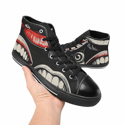 MEN'S Googly Cartoon Mouths High Top Canvas Surreal Shoes