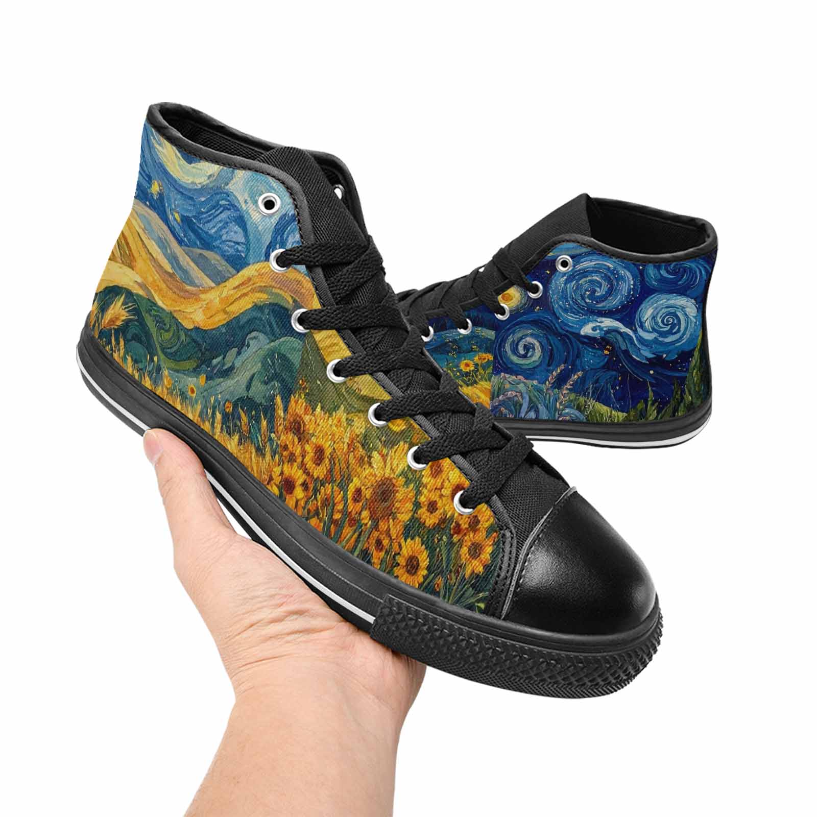 MEN'S Van Gogh-Style Swirl High Top Canvas Surreal Shoes