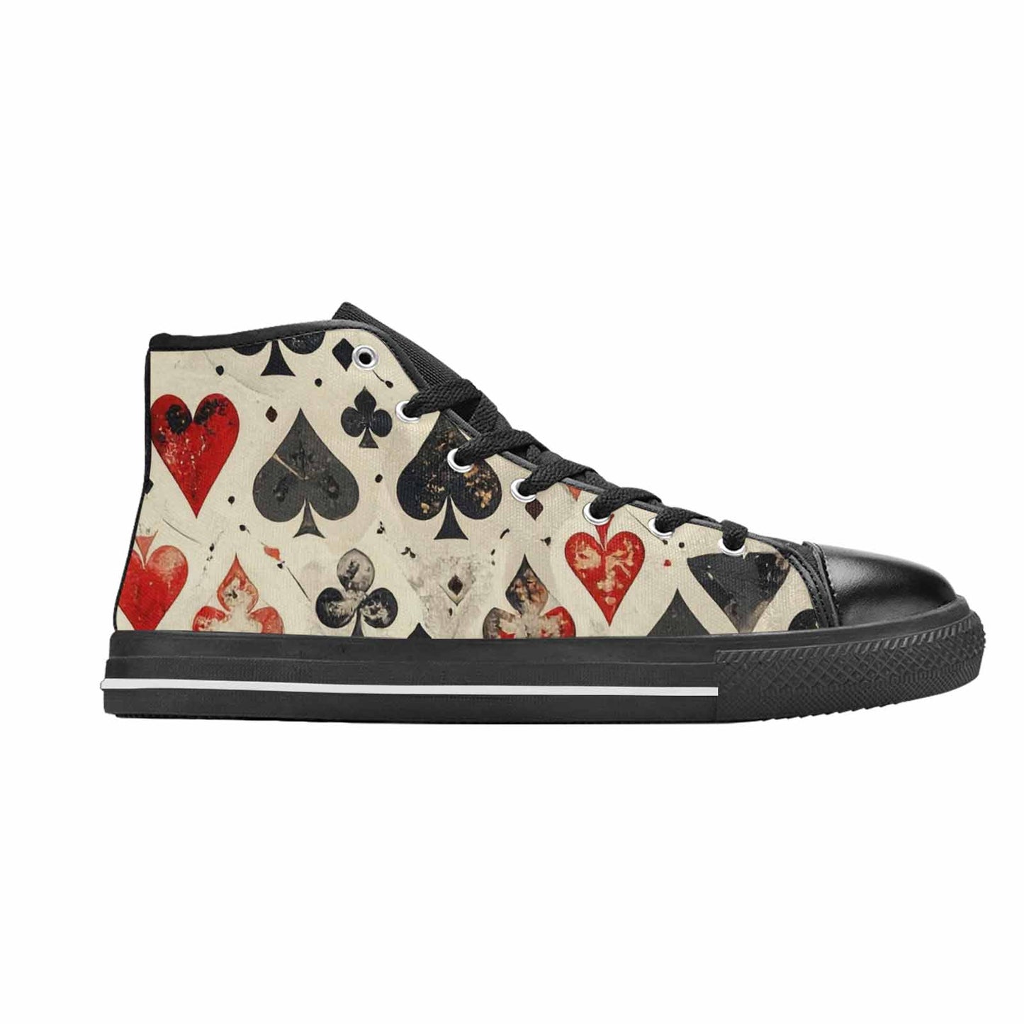WOMEN'S Playing Card Suit High Top Canvas Wallpaper Art Sneakers